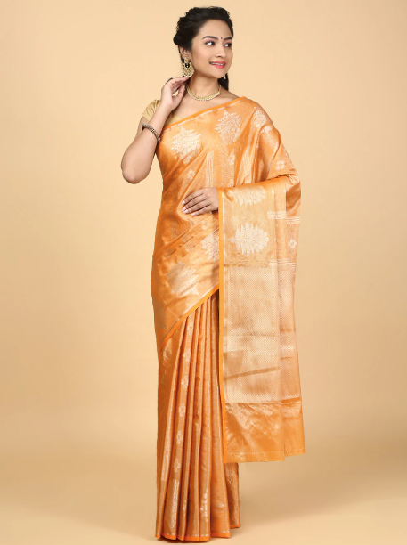 Women Semi Silk Saree Orange